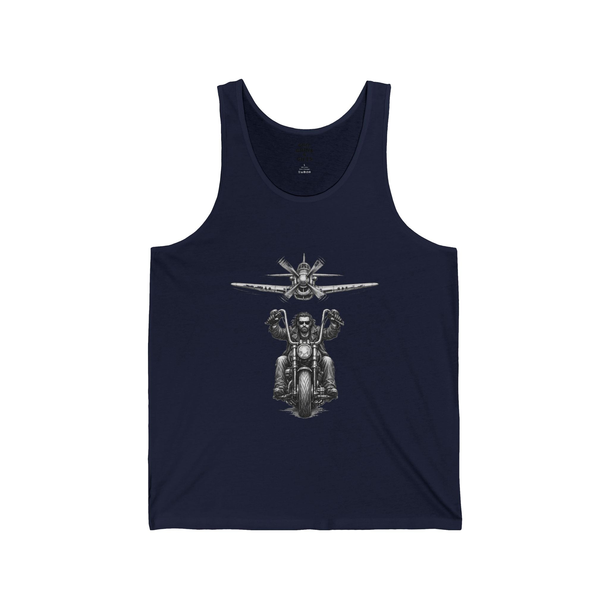 Freedom Flyer Tank Top — Eagle, Motorcycle & P-51 Plane Patriotic Graphic Tank