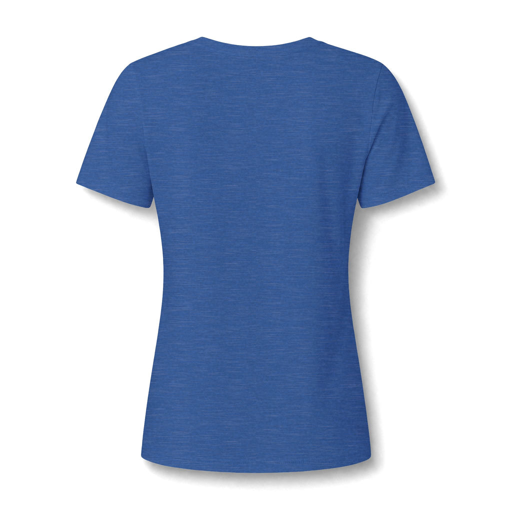 Women's V-Neck Tee — Floral Turquoise Bull Skull Graphic