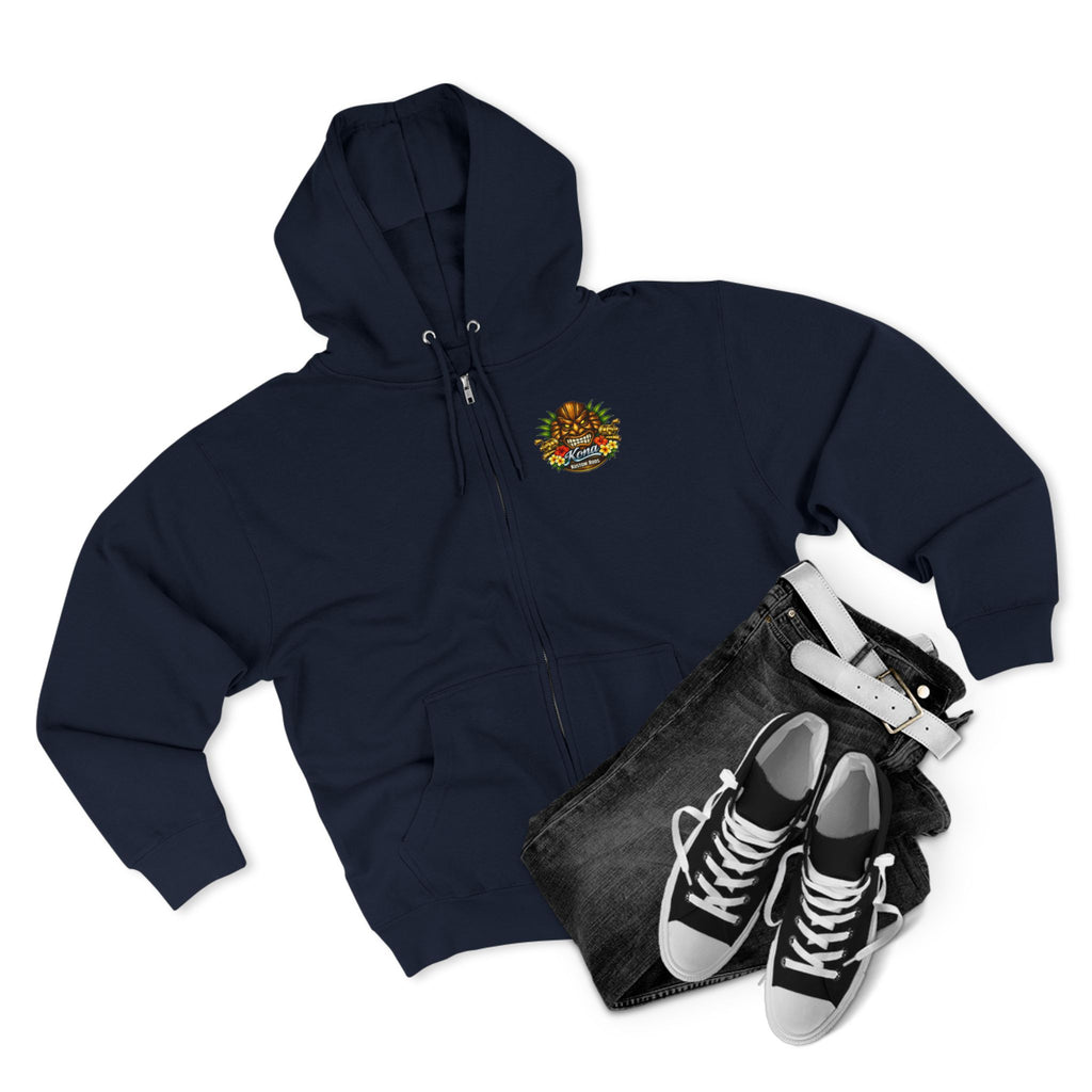 Vintage Hawaiian Bait Shop Zip Hoodie — Island Vibes with a WWll Pinup Graphic