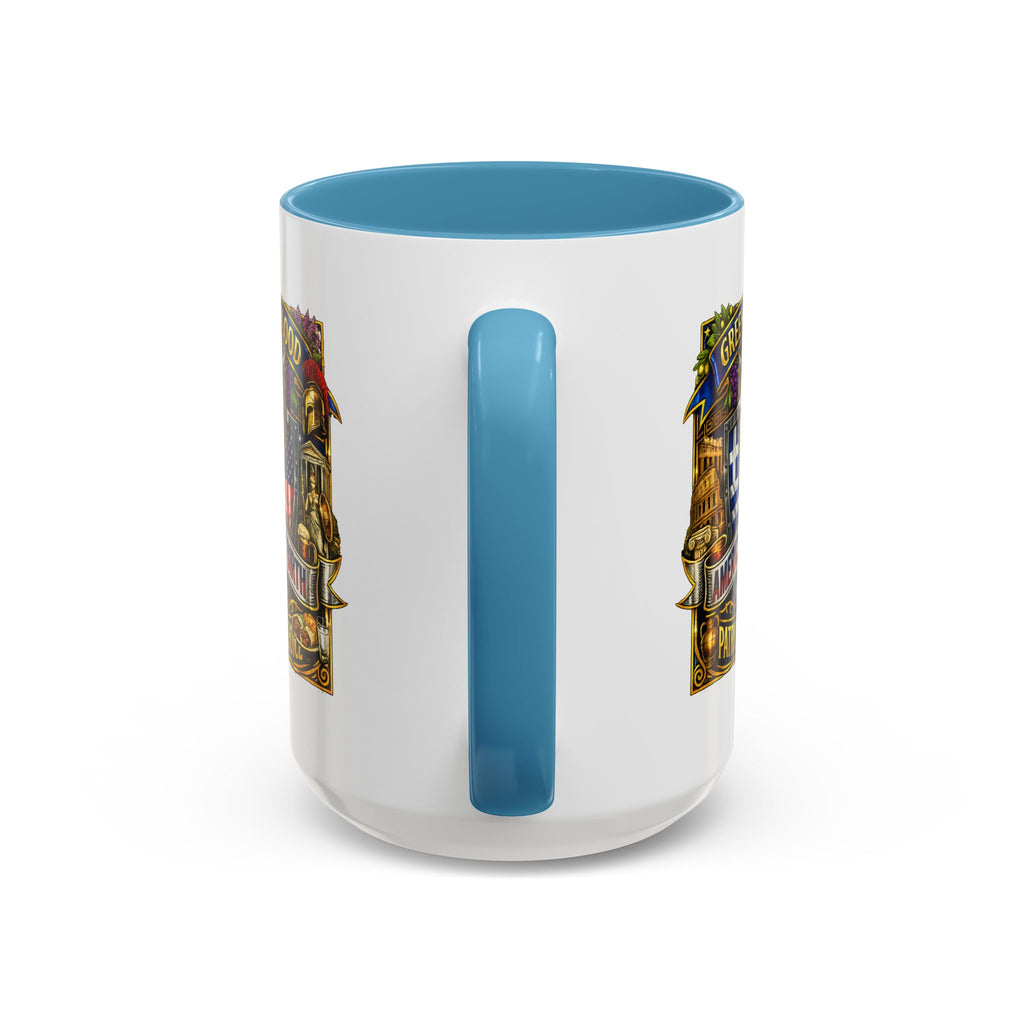 Greek by Blood, American by Birth Accent Coffee Mug – Patriotic Greek Heritage 11/15oz