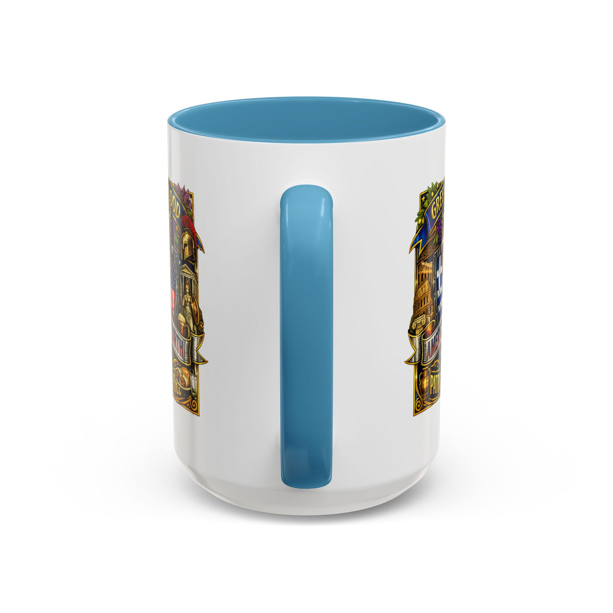 Greek by Blood, American by Birth Accent Coffee Mug – Patriotic Greek Heritage 11/15oz