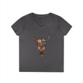 Floral Bull Skull V-Neck Tee