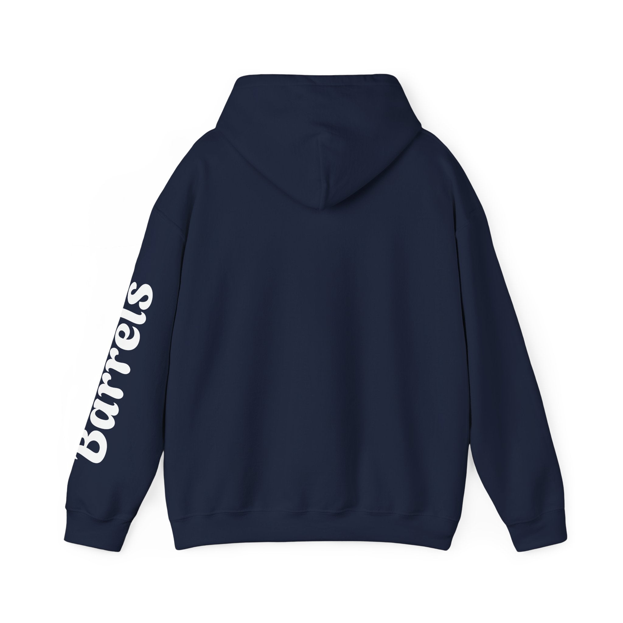 Cowgirl Barrel Racing Hoodie — Western Rodeo Pullover with 'barrels' Sleeve Text