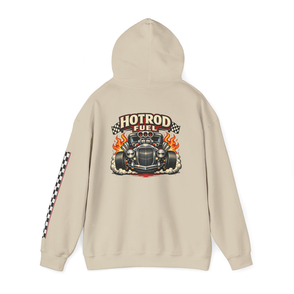 Hot Rod Hoodie — "Hot Rod Fuel" Vintage Car Racing Pullover
