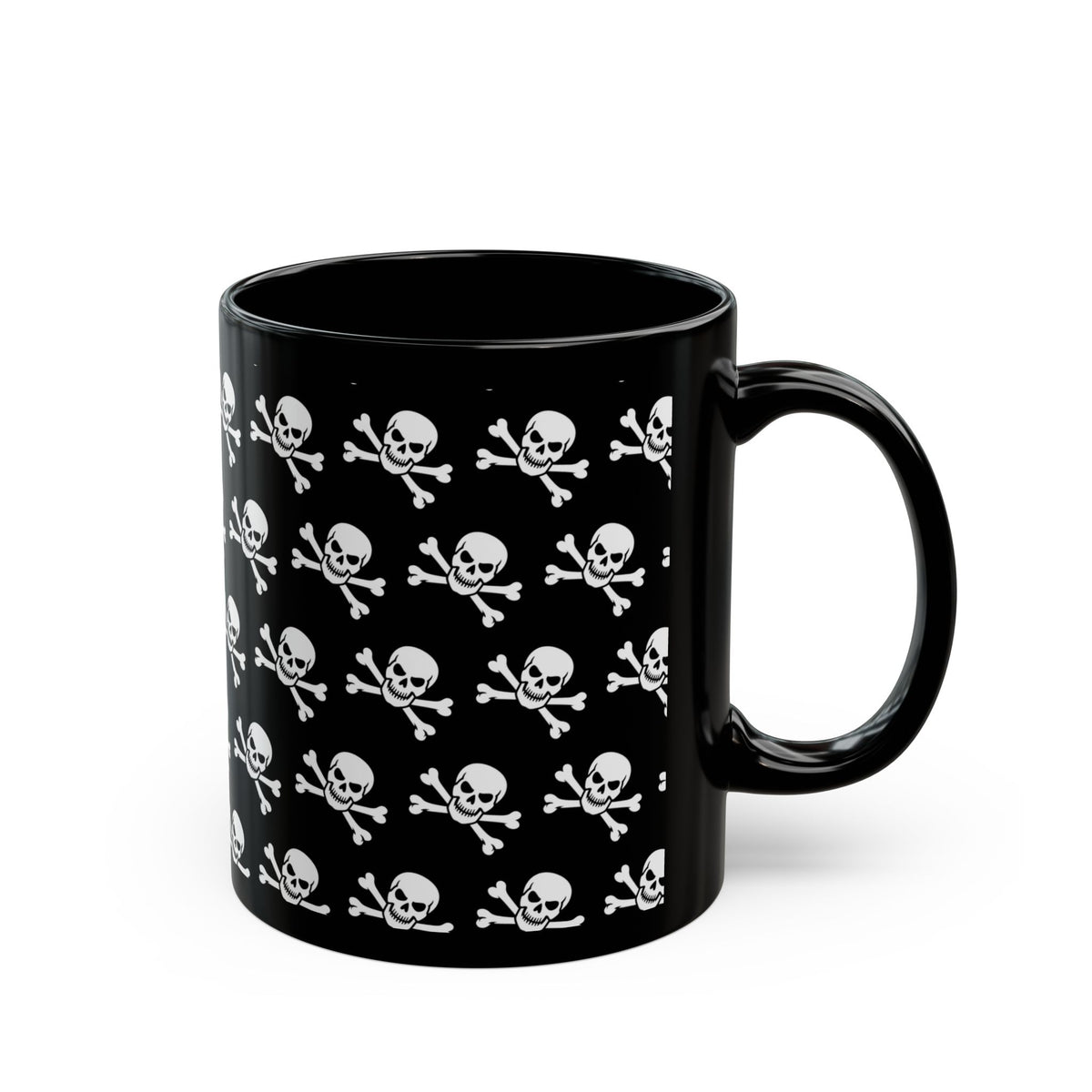 Skull & Crossbones Pattern Mug — Gothic Black Coffee Cup (11oz/15oz)