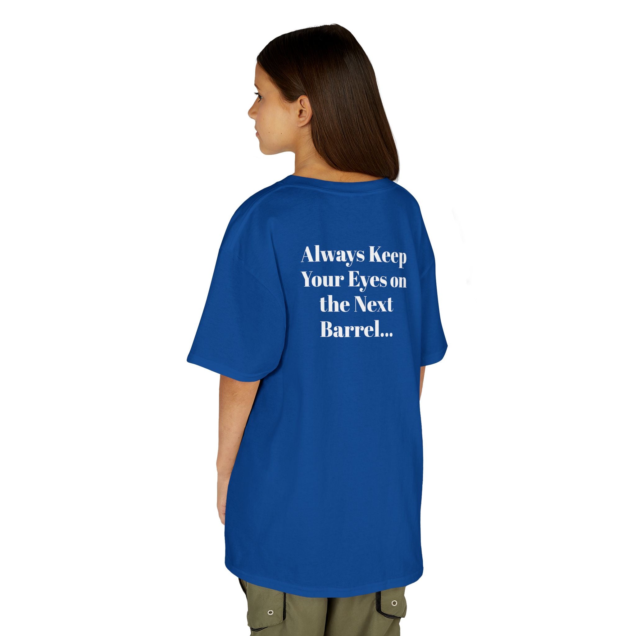 Kids T-Shirt — 'Always Keep Your Eye On the Next Barrel' Cowgirl Graphic