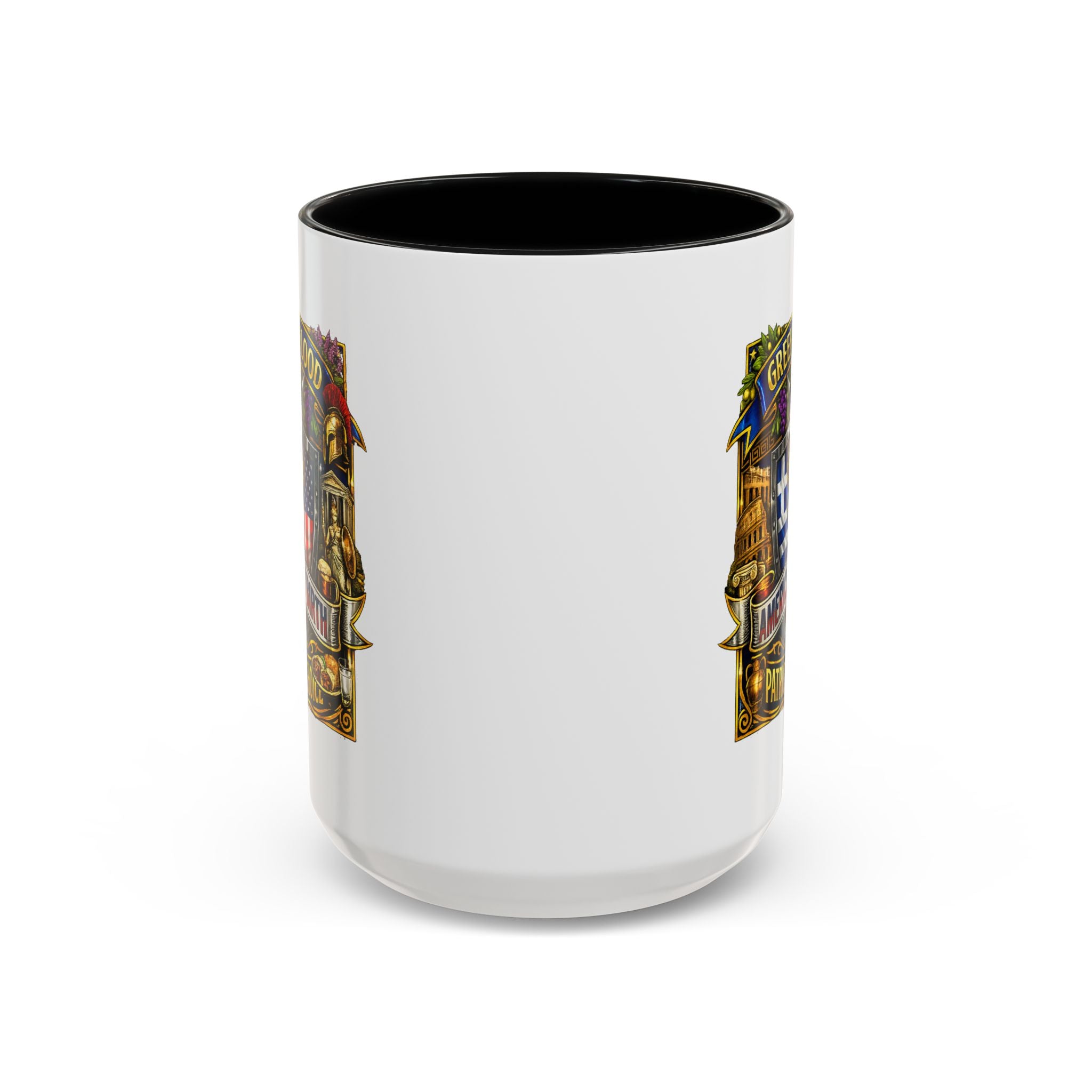 Greek by Blood, American by Birth Accent Coffee Mug – Patriotic Greek Heritage 11/15oz
