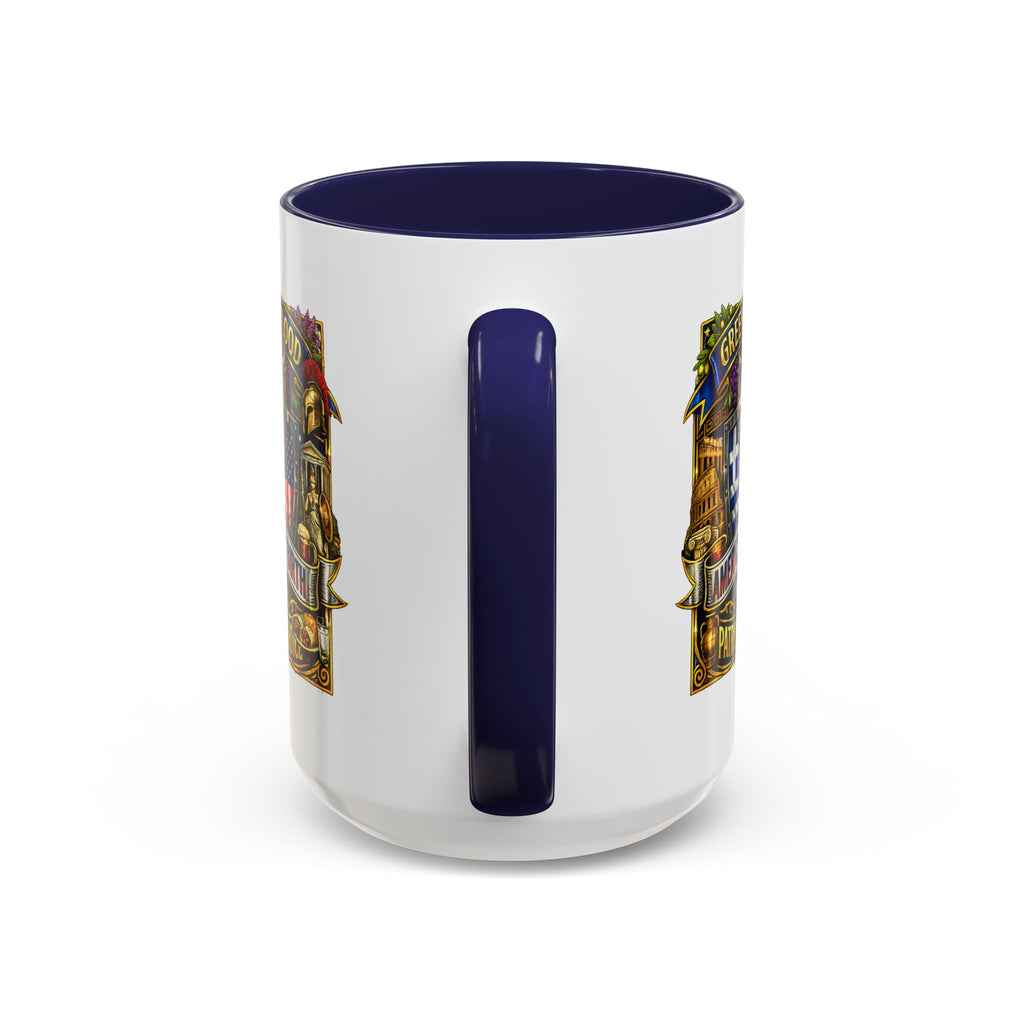 Greek by Blood, American by Birth Accent Coffee Mug – Patriotic Greek Heritage 11/15oz