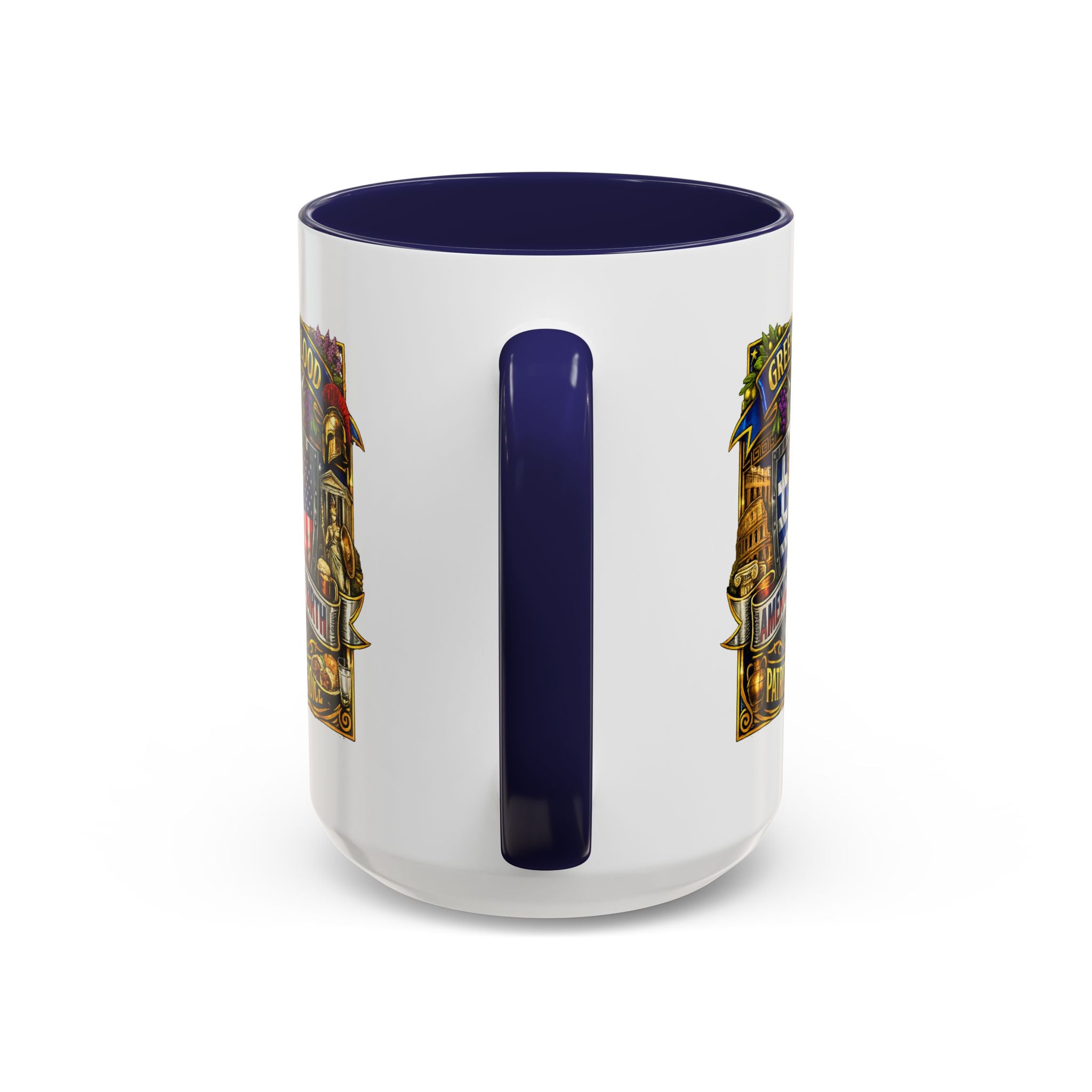 Greek by Blood, American by Birth Accent Coffee Mug – Patriotic Greek Heritage 11/15oz