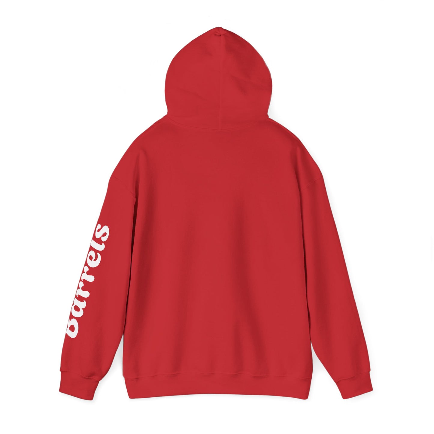 Cowboy Barrel Racing Hoodie — Western Rodeo Pullover with 'barrels' Sleeve Text