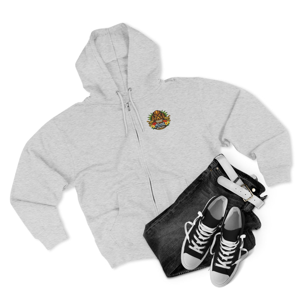 Vintage Hawaiian Bait Shop Zip Hoodie — Island Vibes with a WWll Pinup Graphic