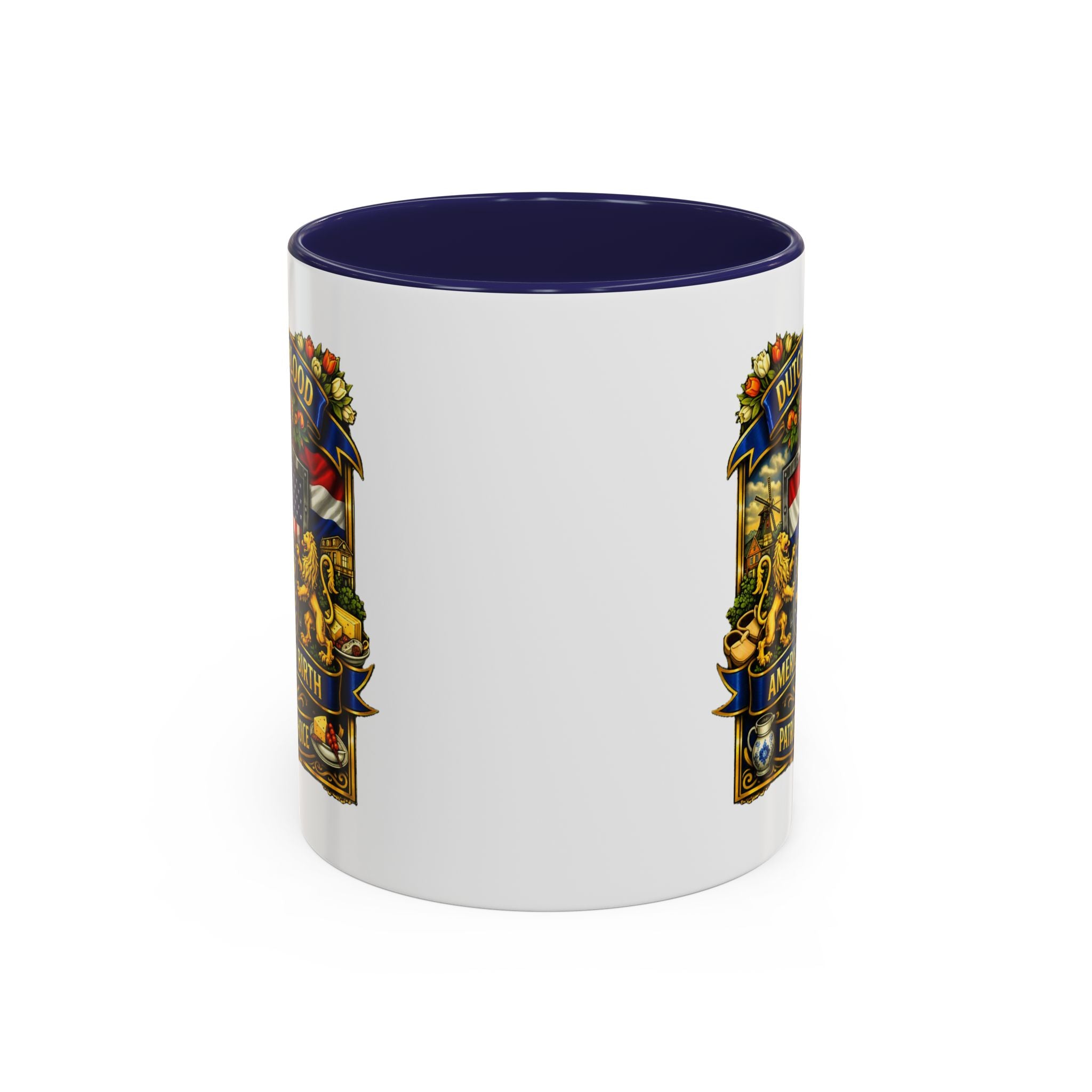 Dutch/American Pride Mug with Vintage Botanical Crest Design