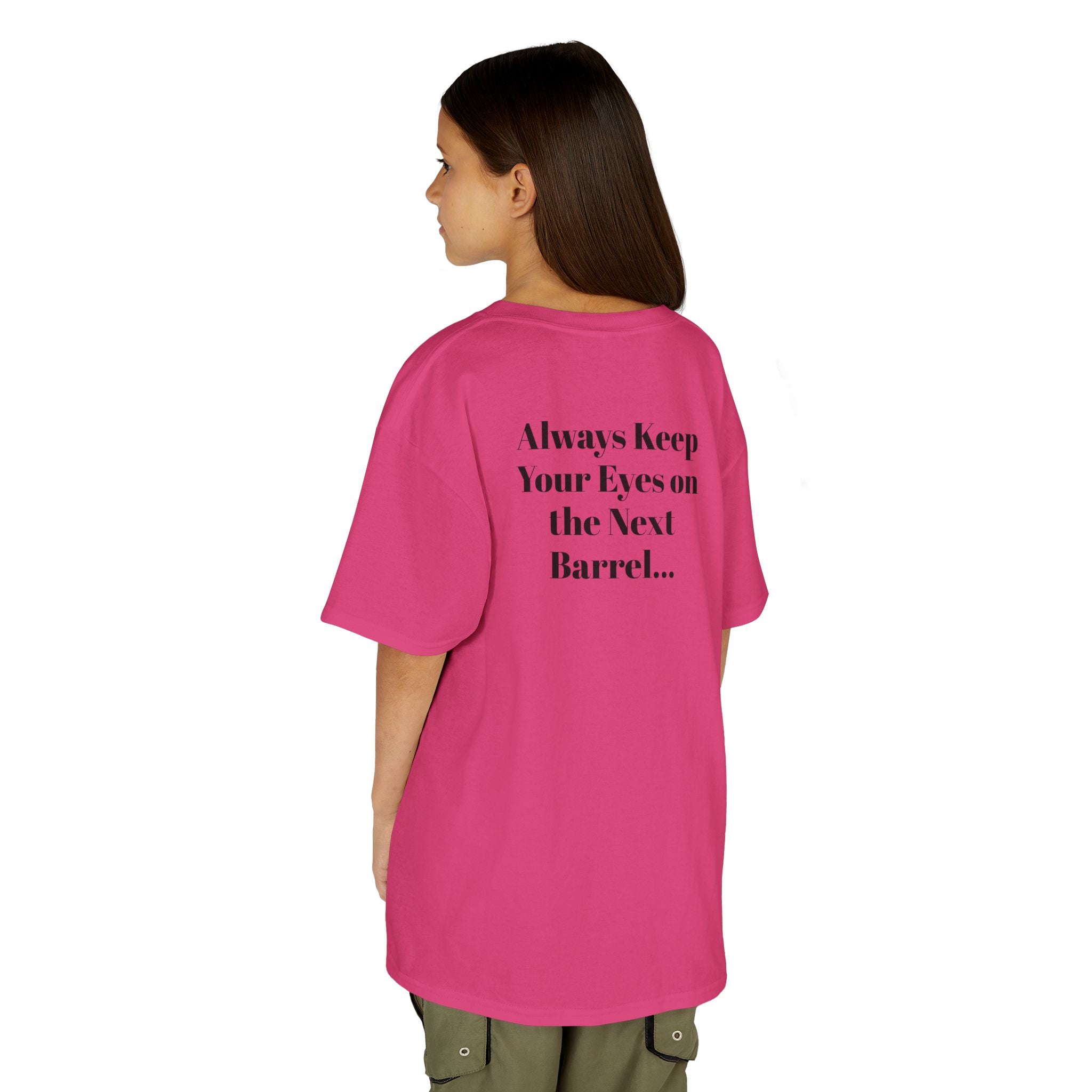 Kids T-Shirt — 'Always Keep Your Eye On the Next Barrel' Cowgirl Graphic