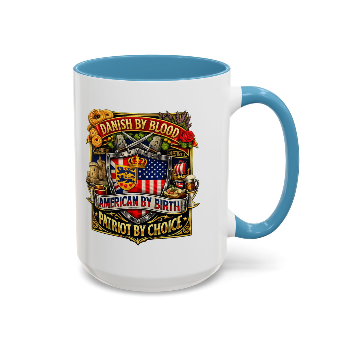 Danish/American Pride Danish by Blood, American by Birth Accent Coffee Mug (11/15oz)