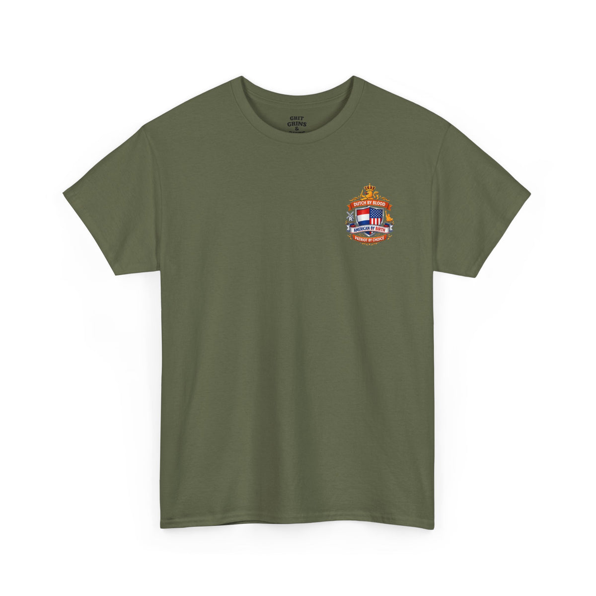 Dutch by Blood, American by Birth T-Shirt — Patriotic Netherlands USA Crest Tee