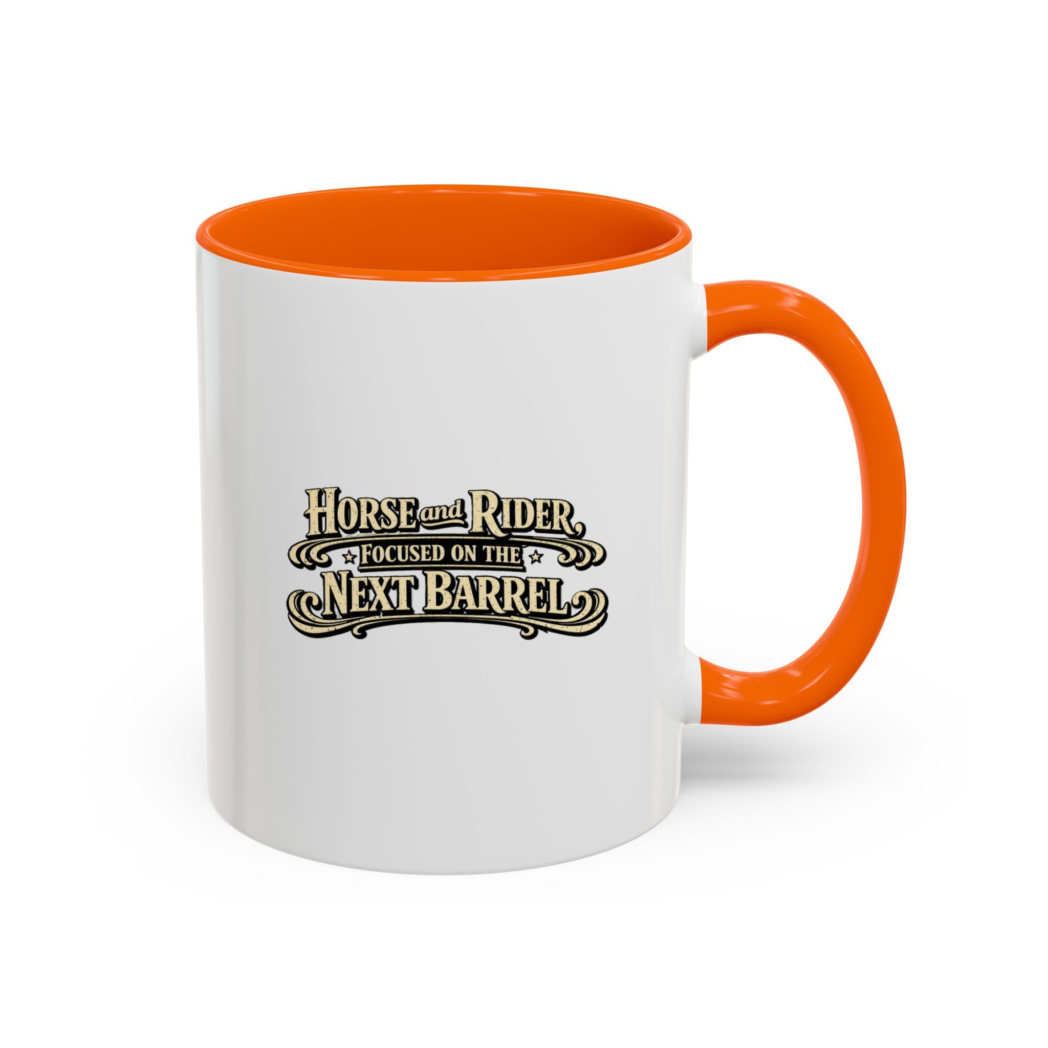 Barrel Racing Coffee Mug — "Horse and Rider Focused on the Next Barrel"