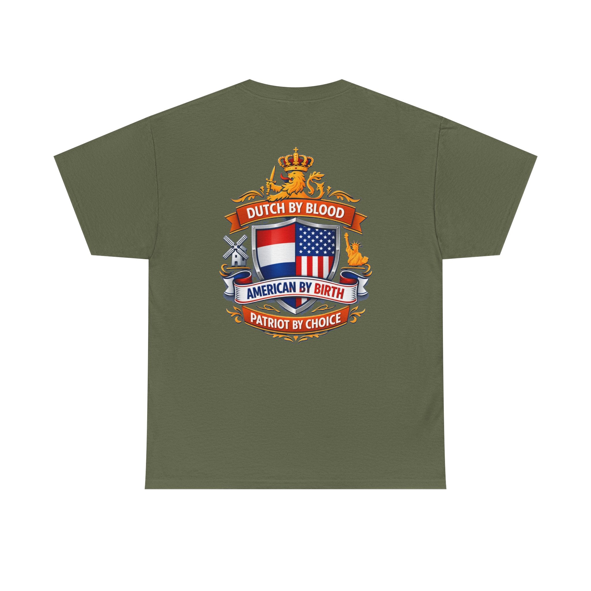 Dutch by Blood, American by Birth T-Shirt — Patriotic Netherlands USA Crest Tee