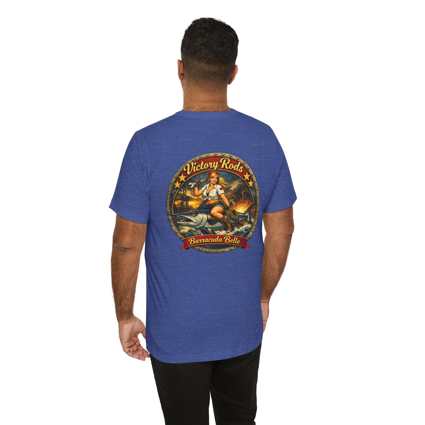 Barracuda Belle Vintage Pinup Tee — Victory Rods Motorcycle T‑Shirt