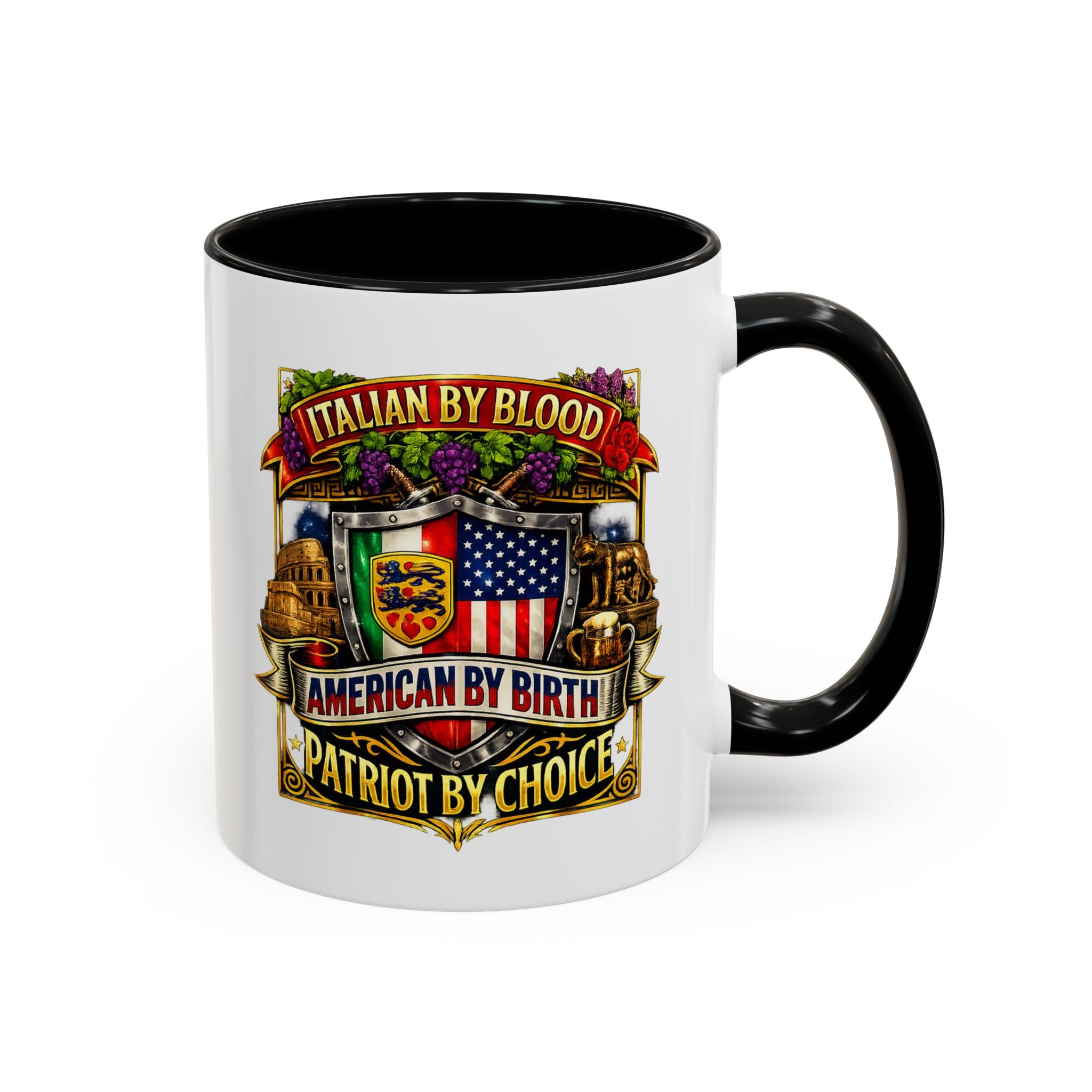 Italian by Blood American by Birth "Patriot by Choice" Accent Coffee Mug (11/15oz)