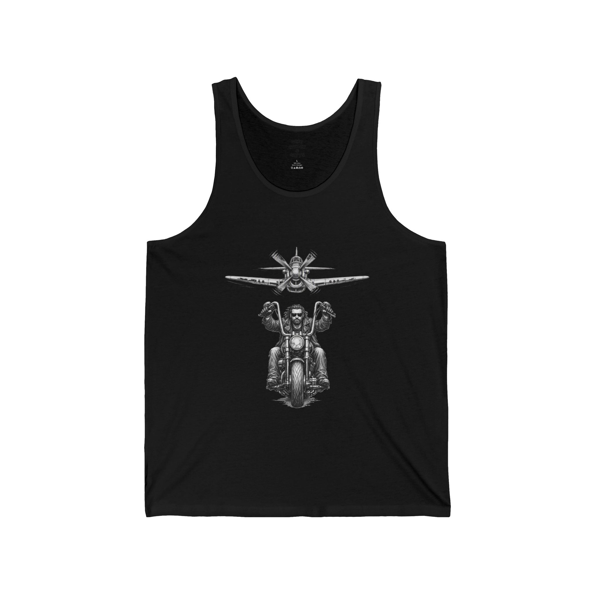 Freedom Flyer Tank Top — Eagle, Motorcycle & P-51 Plane Patriotic Graphic Tank