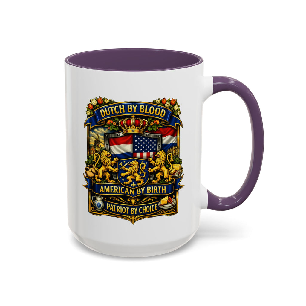 Dutch/American Pride Mug with Vintage Botanical Crest Design