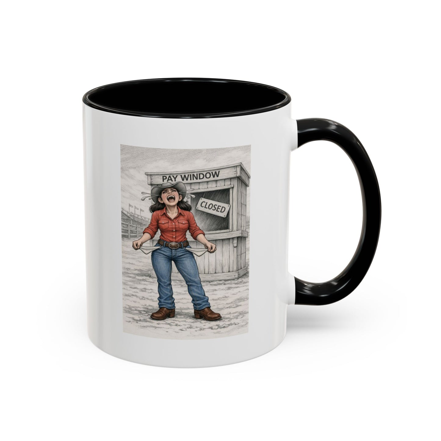 Out of the Money Barrel Racing Coffee Mug — Rodeo Cowgirl Accent Mug (11/15 oz)