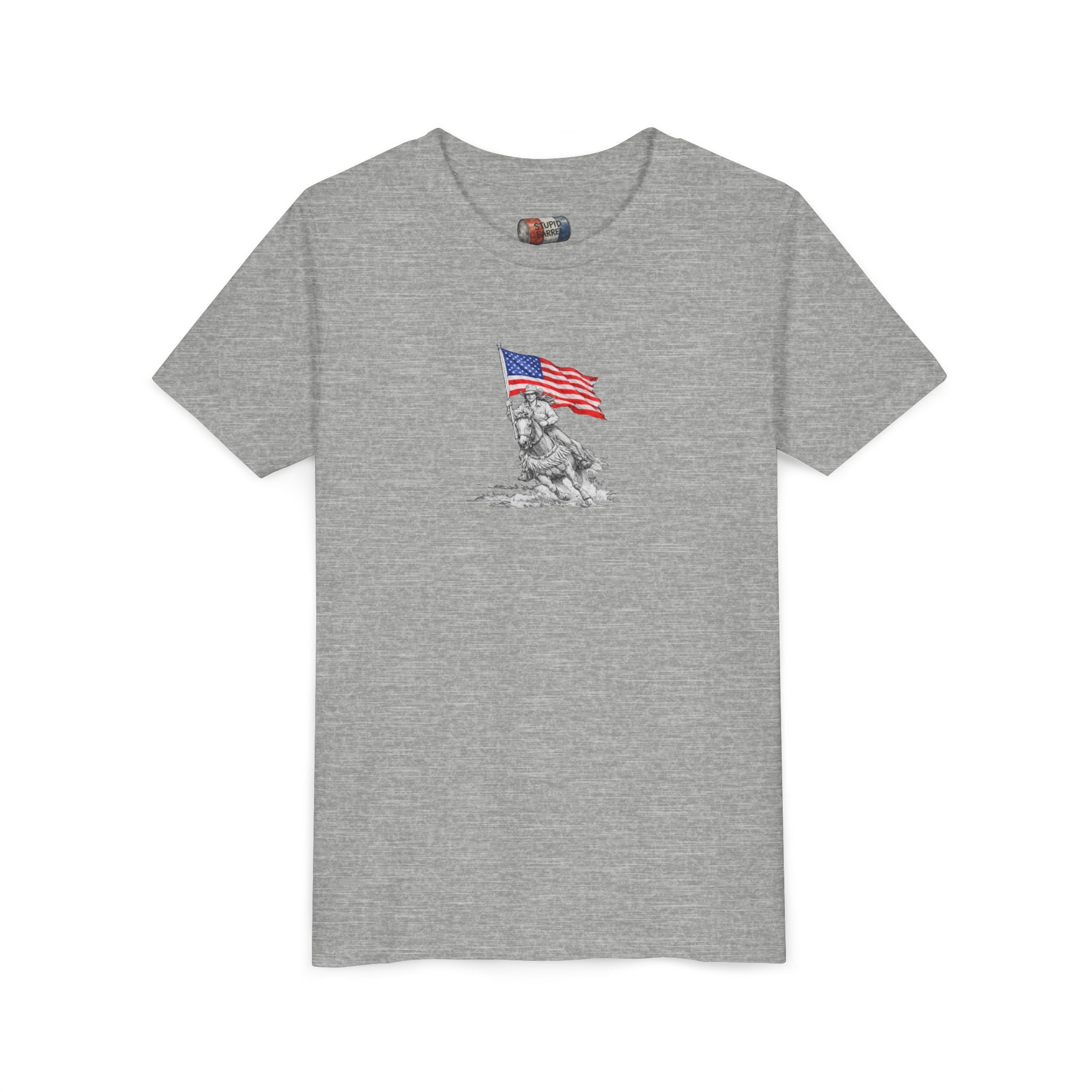 Youth Tee — Rodeo Bull Rider with Patriotic Barrel Graphic