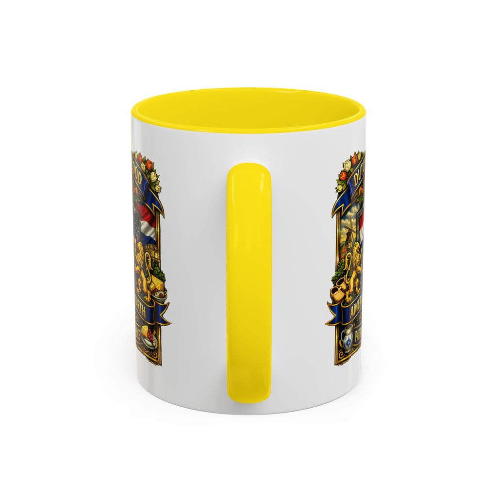 Dutch/American Pride Mug with Vintage Botanical Crest Design