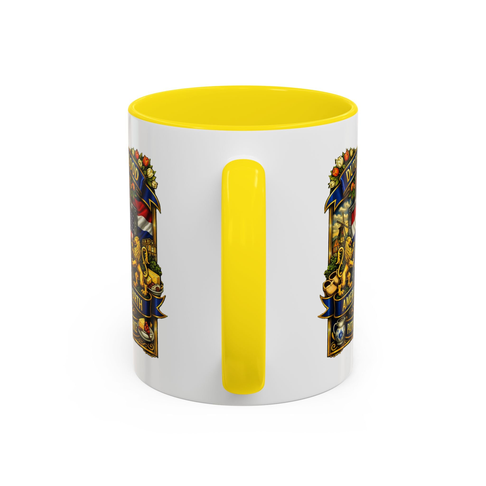 Dutch/American Pride Mug with Vintage Botanical Crest Design