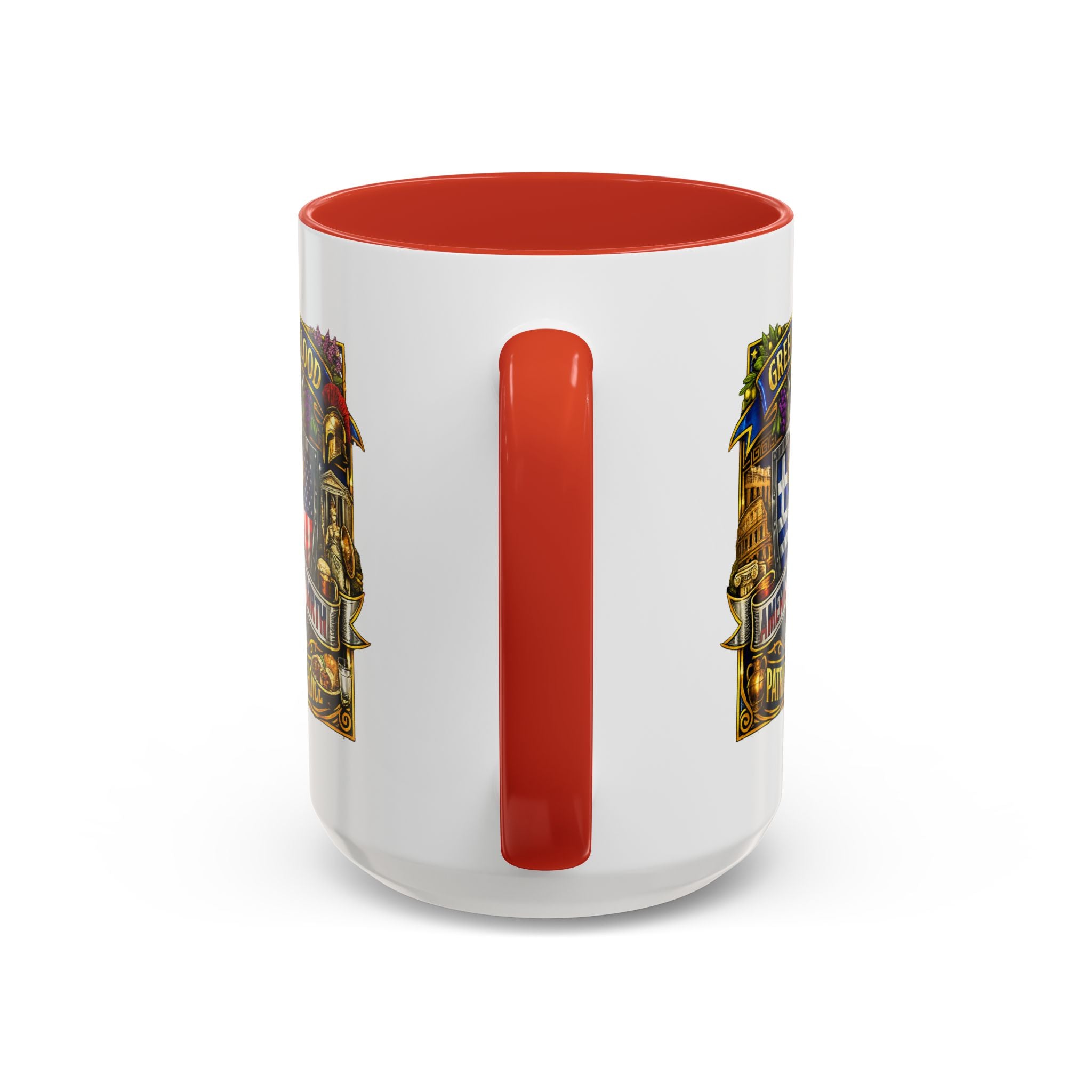 Greek by Blood, American by Birth Accent Coffee Mug – Patriotic Greek Heritage 11/15oz