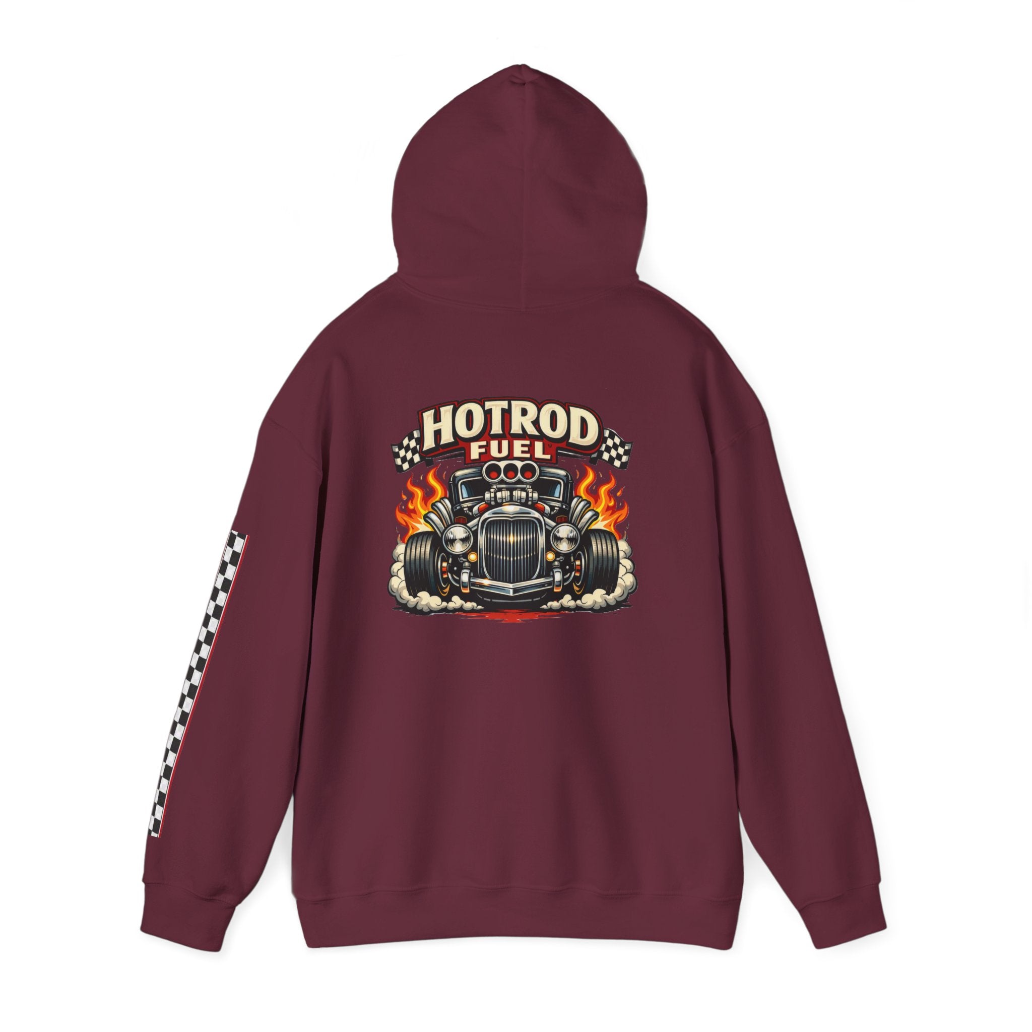 Hot Rod Hoodie — "Hot Rod Fuel" Vintage Car Racing Pullover