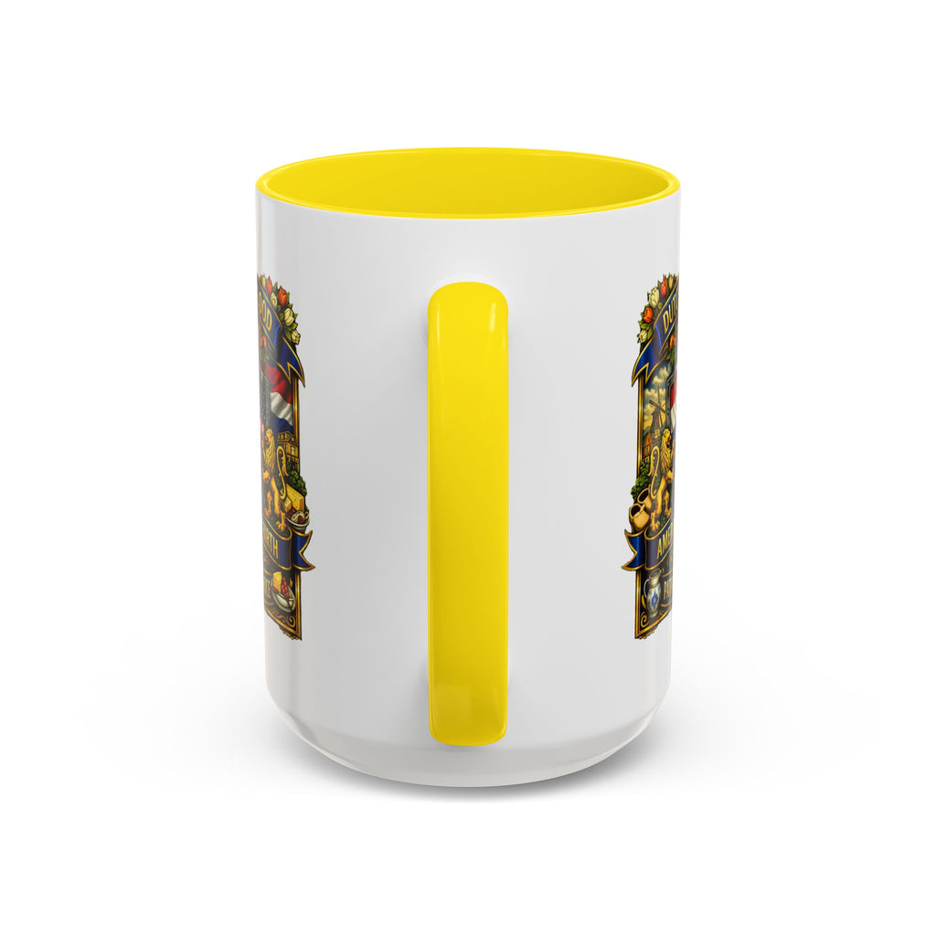Dutch/American Pride Mug with Vintage Botanical Crest Design