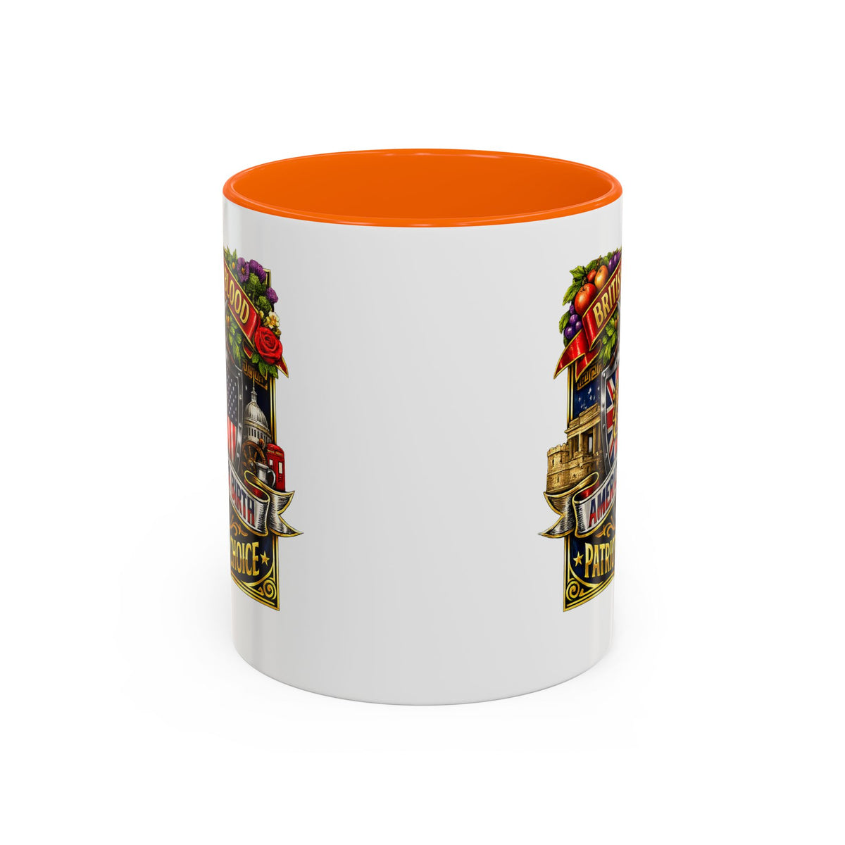 British Pride Coffee Mug — "British by Blood, American by Birth, Patriot by Choice" Patriotic Ceramic Mug