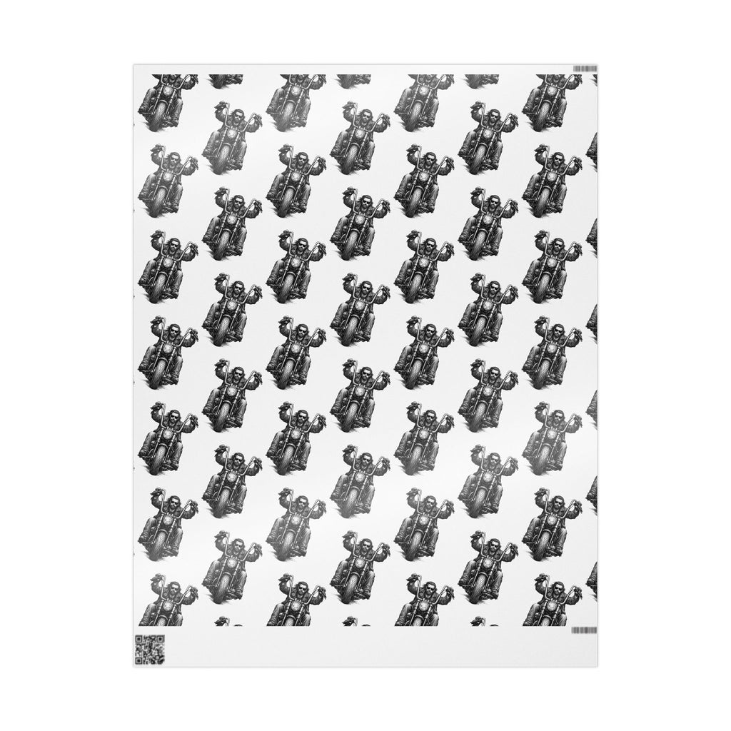 Vintage Biker Pattern Wrapping Paper — Black & White Holiday Gift Wrap