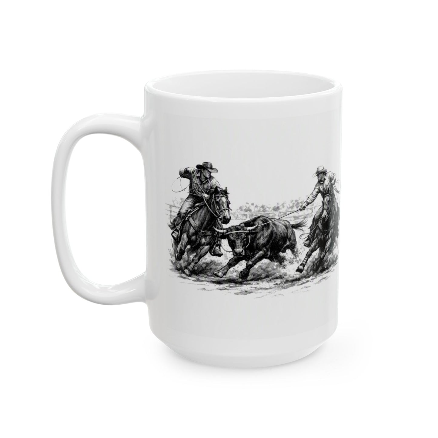 Cowboy Rodeo Vintage Sketch Ceramic Mug – Western Coffee Cup (11oz & 15oz)