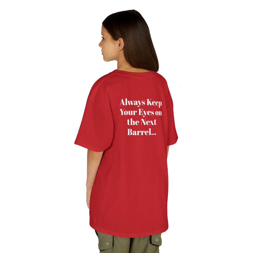 Kids T-Shirt — 'Always Keep Your Eye On the Next Barrel' Cowgirl Graphic