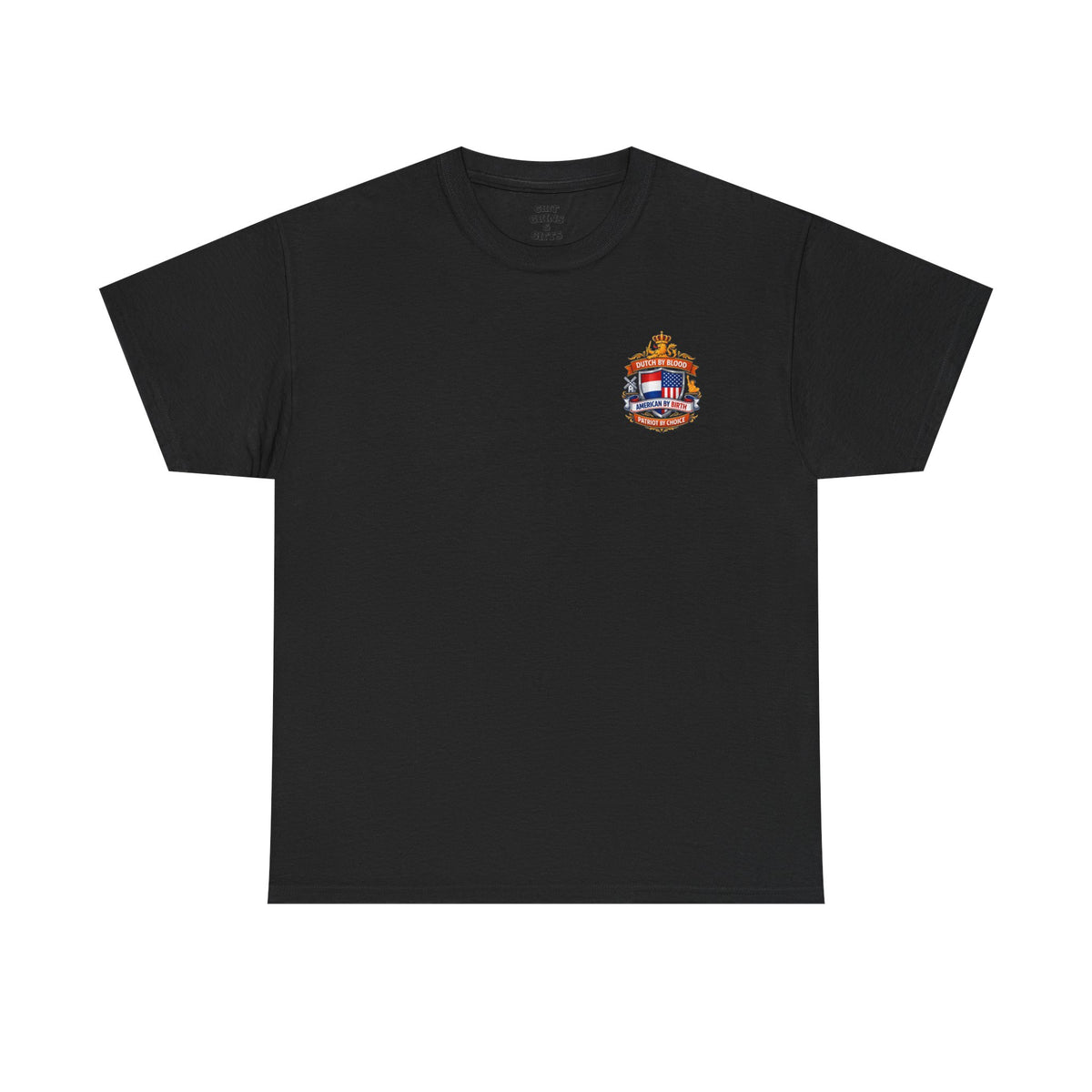 Dutch by Blood, American by Birth T-Shirt — Patriotic Netherlands USA Crest Tee