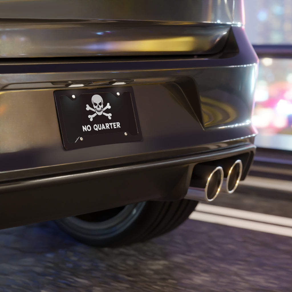 Jolly Roger "No Quarter" Vanity Plate — Aluminum License Plate