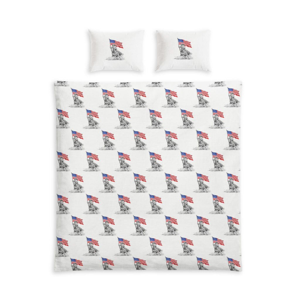 Patriotic Rodeo Grand Entry Cotton Bed Set — Vintage Flag & Rodeo Quenn Pattern Bedding