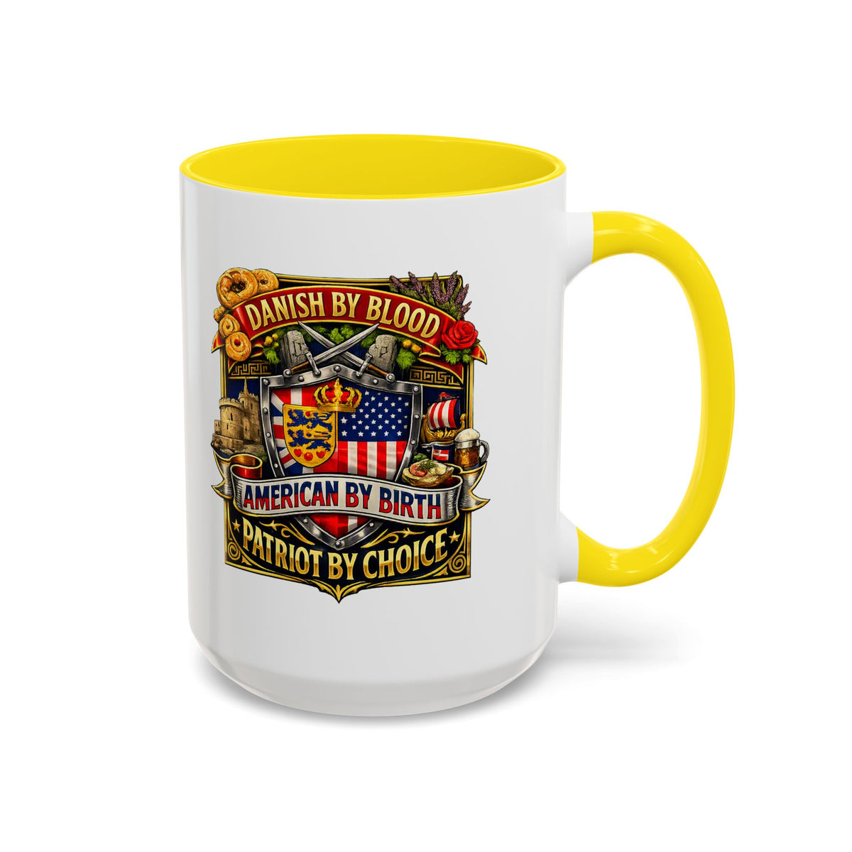Danish/American Pride Danish by Blood, American by Birth Accent Coffee Mug (11/15oz)