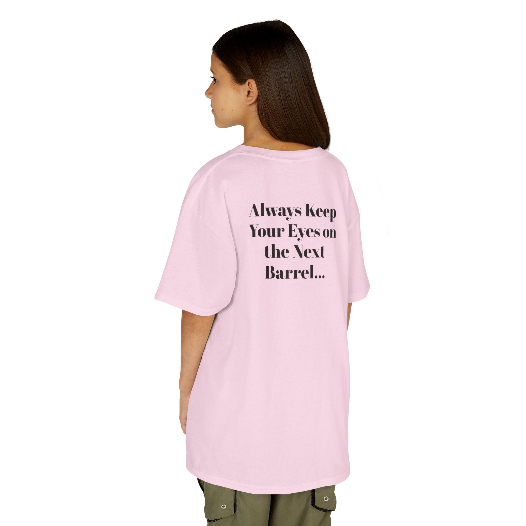 Kids T-Shirt — 'Always Keep Your Eye On the Next Barrel' Cowgirl Graphic
