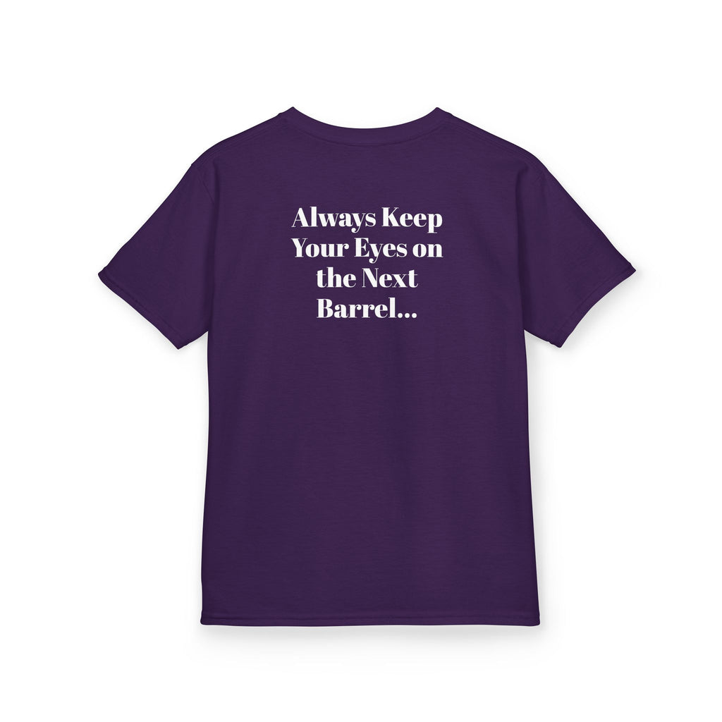 Kids T-Shirt — 'Always Keep Your Eye On the Next Barrel' Cowgirl Graphic