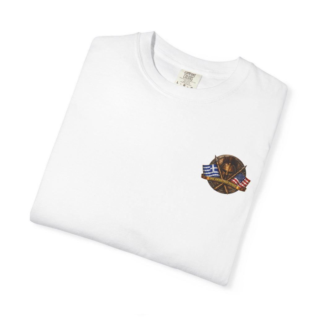 Greek American Heritage T-Shirt — Eagle Crest with Flags & "One Nation" Emblem