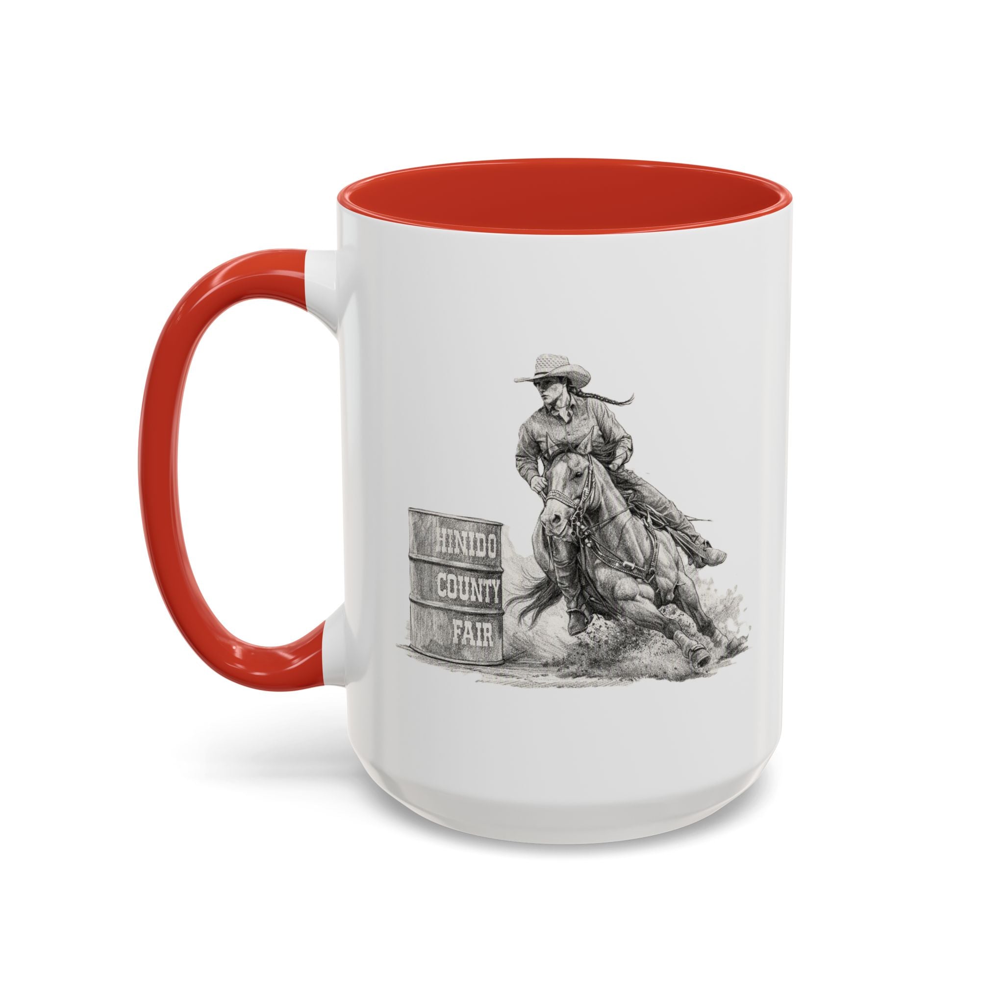 Barrel Racing Coffee Mug — "Horse and Rider Focused on the Next Barrel"