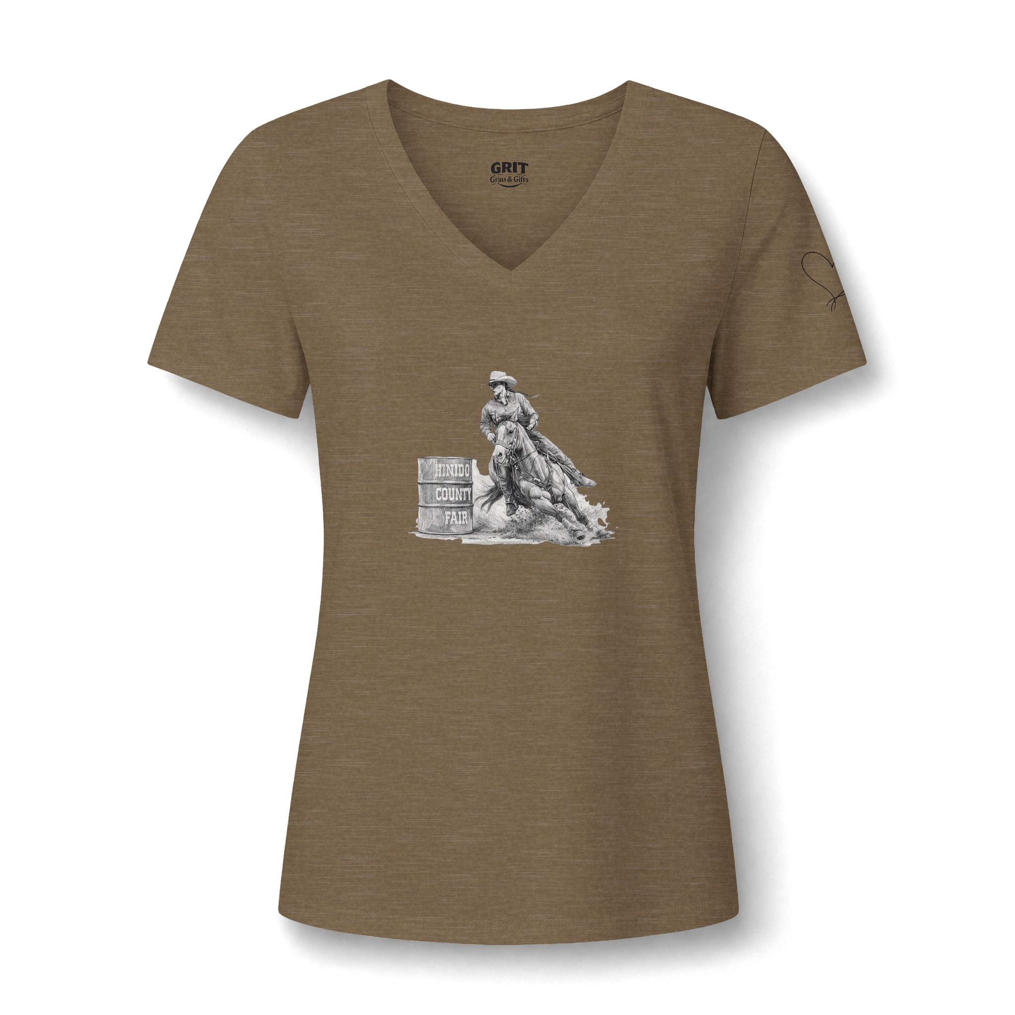 Cowgirl Barrel Racer V-Neck Tee — Rodeo Western Women's Shirt
