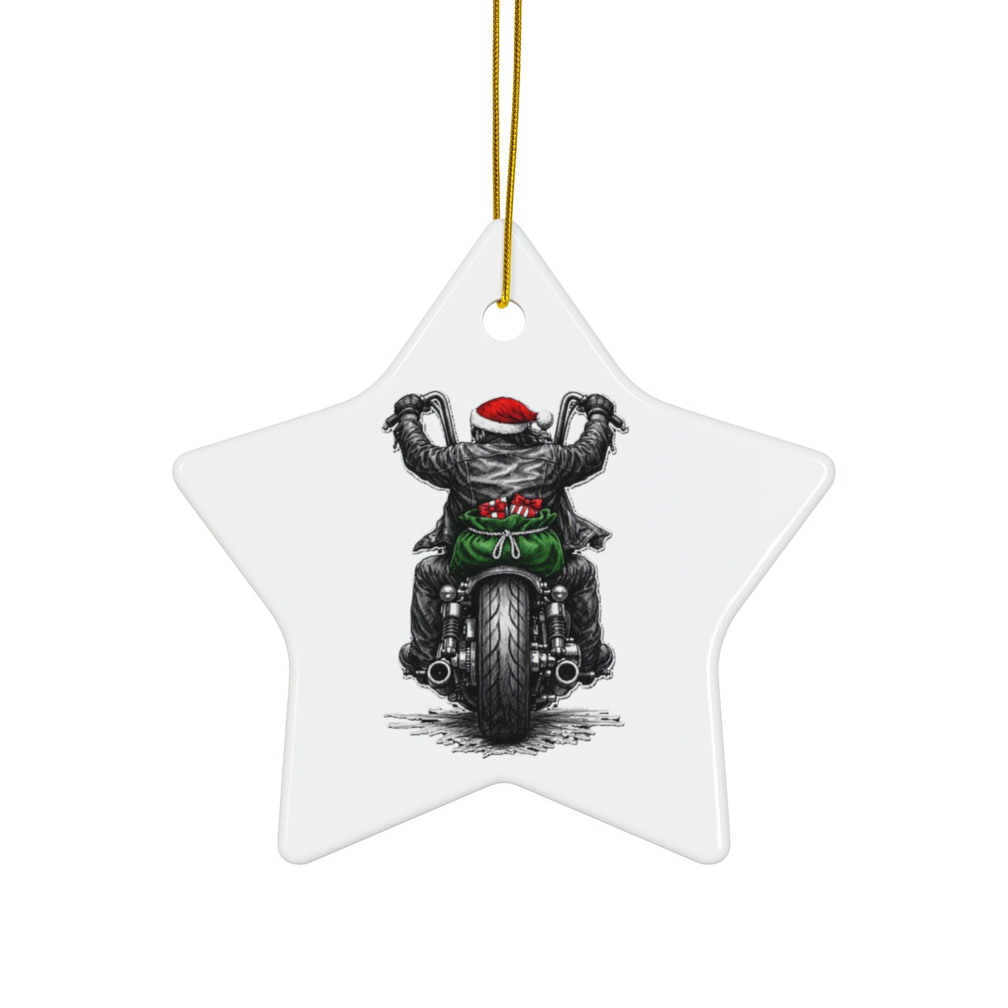 Copy of Biker Motorcycle Ceramic Ornament — Double-Sided Round Holiday Decoration