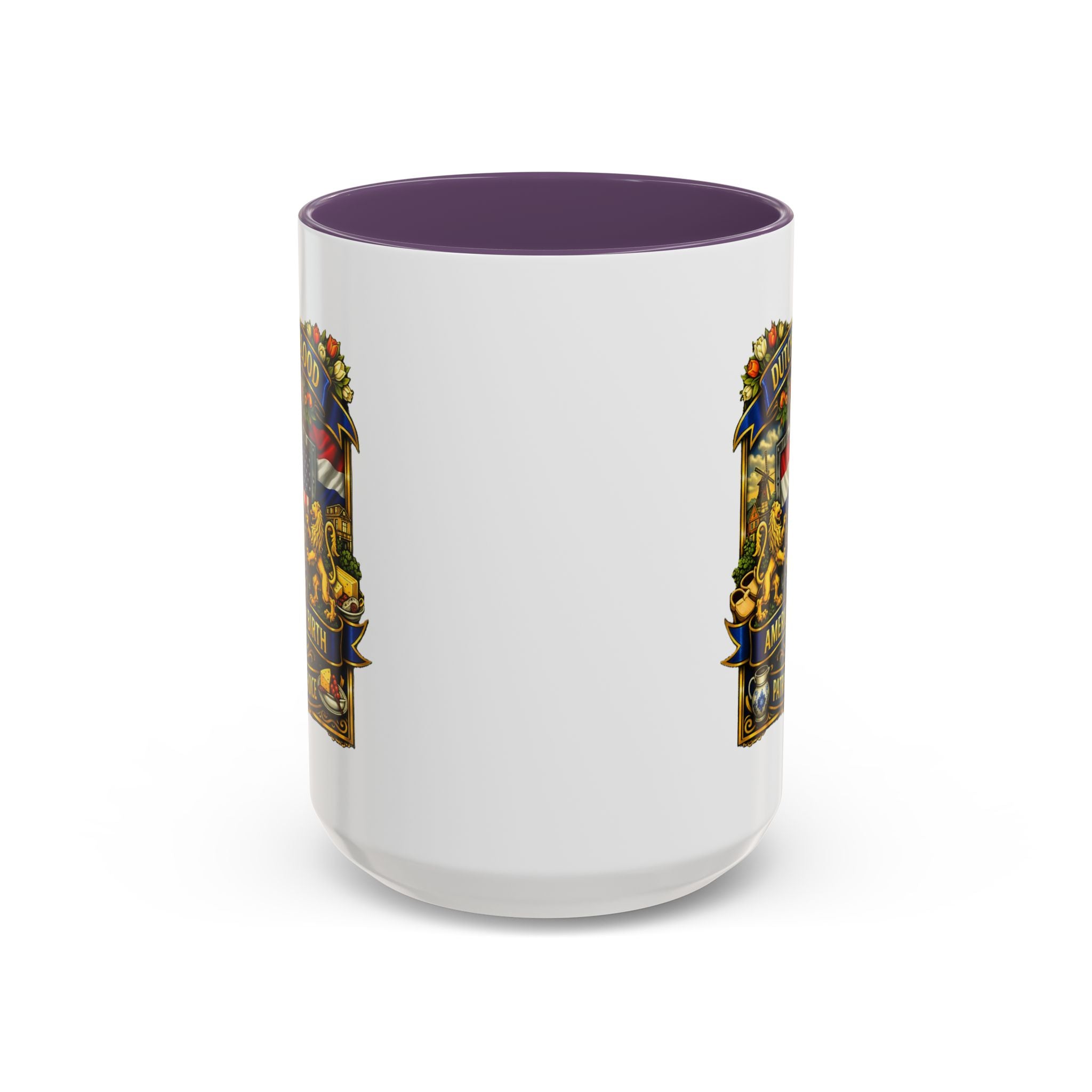 Dutch/American Pride Mug with Vintage Botanical Crest Design
