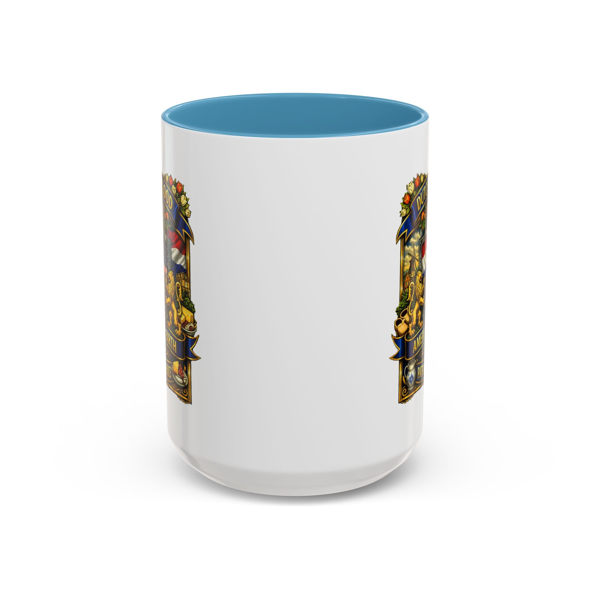 Dutch/American Pride Mug with Vintage Botanical Crest Design