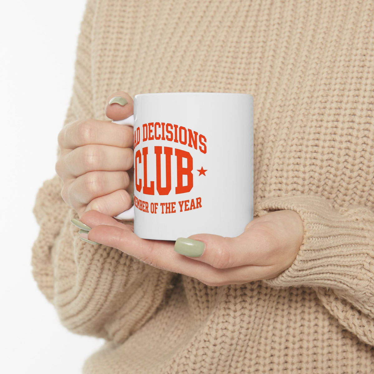 Bad Decision Club Ceramic Mug — Bold Retro Typography Coffee Cup (11oz & 15oz)