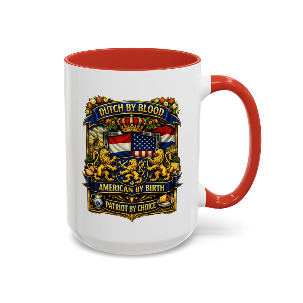 Dutch/American Pride Mug with Vintage Botanical Crest Design